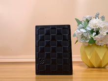 Load image into Gallery viewer, LOUIS CLASSIC LEATHER CHECKED PASSPORT HOLDER (BLACK)