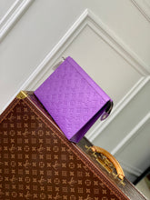 Load image into Gallery viewer, LOUIS EMBOSSED MONOGRAM POUCH (PURPLE)