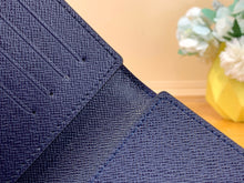 Load image into Gallery viewer, LOUIS CUSTOM CHECKED PASSPORT HOLDER (BLACK AND BLUE))