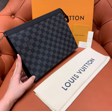 Load image into Gallery viewer, LOUIS CHECKERED POUCH (BLACK)