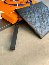 Load image into Gallery viewer, LOUIS MONOGRAM LEATHER POUCH TO-GO (BLACK)