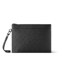 Load image into Gallery viewer, LOUIS MONOGRAM LEATHER POUCH TO-GO (BLACK)