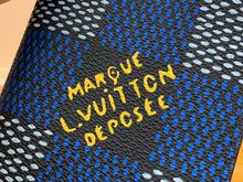 Load image into Gallery viewer, LOUIS CUSTOM CHECKED PASSPORT HOLDER (BLACK AND BLUE))
