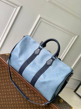 Load image into Gallery viewer, LOUIS KEEPALL BANDOULIERE 50 (MONOGRAM HERITAGE - NAVY & SKY BLUE)