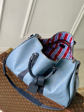 Load image into Gallery viewer, LOUIS KEEPALL BANDOULIERE 50 (MONOGRAM HERITAGE - NAVY & SKY BLUE)