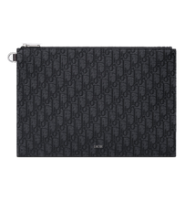 Load image into Gallery viewer, CHRISTIAN OBLIQUE JACQUARD A4 CLUTCH (BLACK)