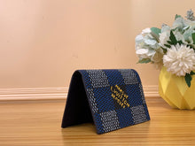 Load image into Gallery viewer, LOUIS CUSTOM CHECKED PASSPORT HOLDER (BLACK AND BLUE))