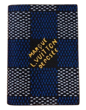 Load image into Gallery viewer, LOUIS CUSTOM CHECKED PASSPORT HOLDER (BLACK AND BLUE))