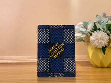 Load image into Gallery viewer, LOUIS CUSTOM CHECKED PASSPORT HOLDER (BLACK AND BLUE))