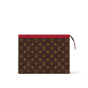 LOUIS MONOGRAM POUCH (BROWN AND RED)