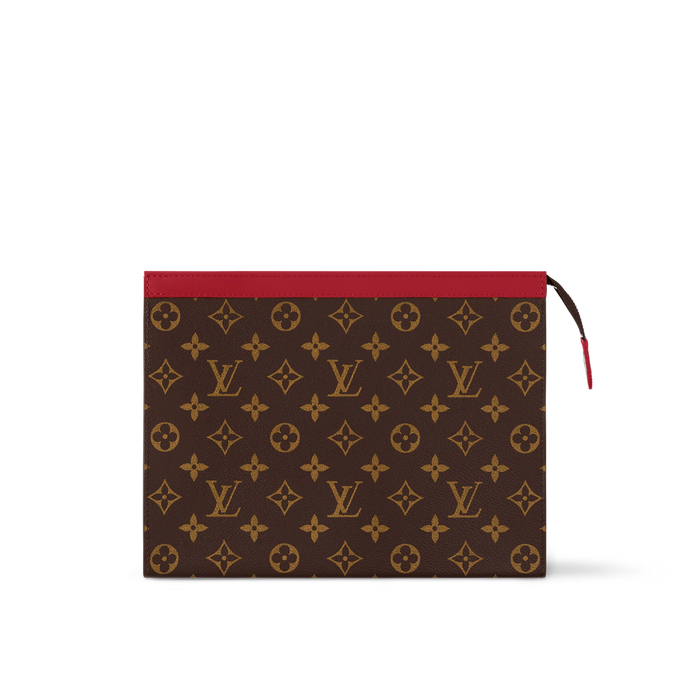 LOUIS MONOGRAM POUCH (BROWN AND RED)