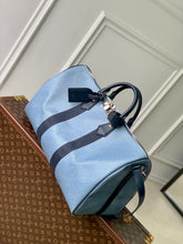Load image into Gallery viewer, LOUIS KEEPALL BANDOULIERE 50 (MONOGRAM HERITAGE - NAVY &amp; SKY BLUE)
