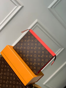 LOUIS MONOGRAM POUCH (BROWN AND RED)