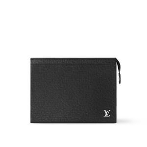 LOUIS POUCH WITH METAL LOGO (BLACK)