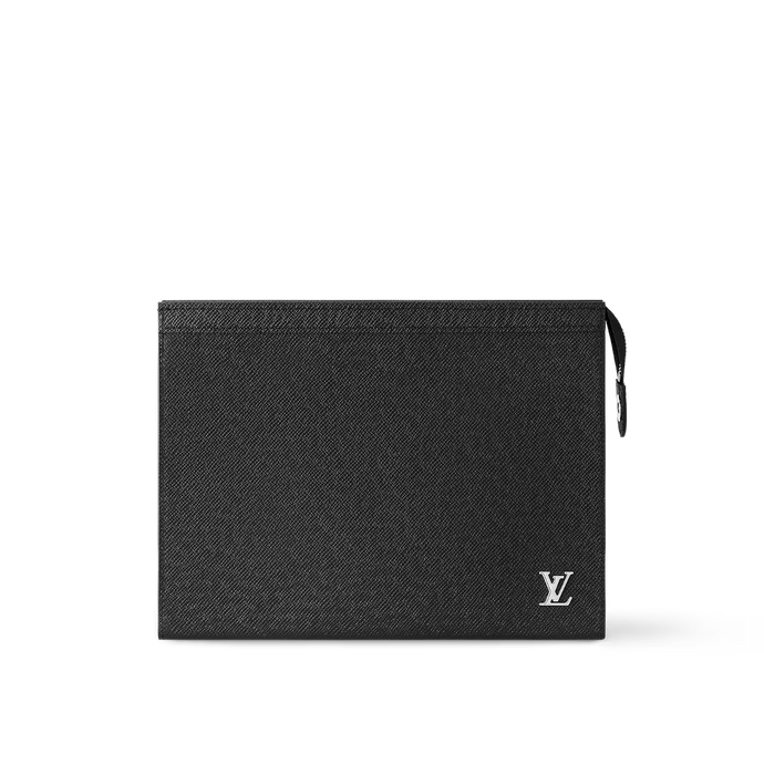 LOUIS POUCH WITH METAL LOGO (BLACK)